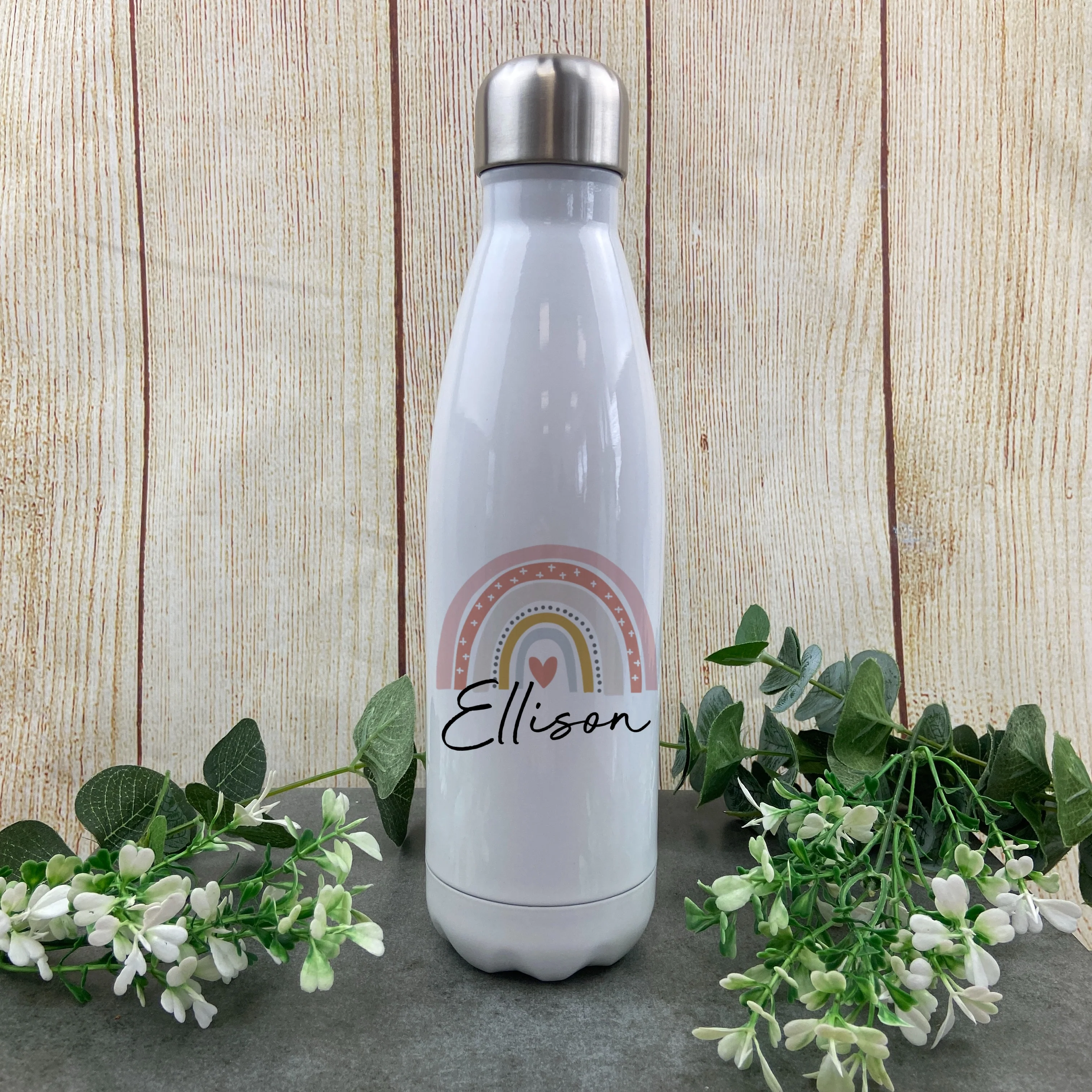 Personalised Water Bottle With Pastel Rainbow - Image 2