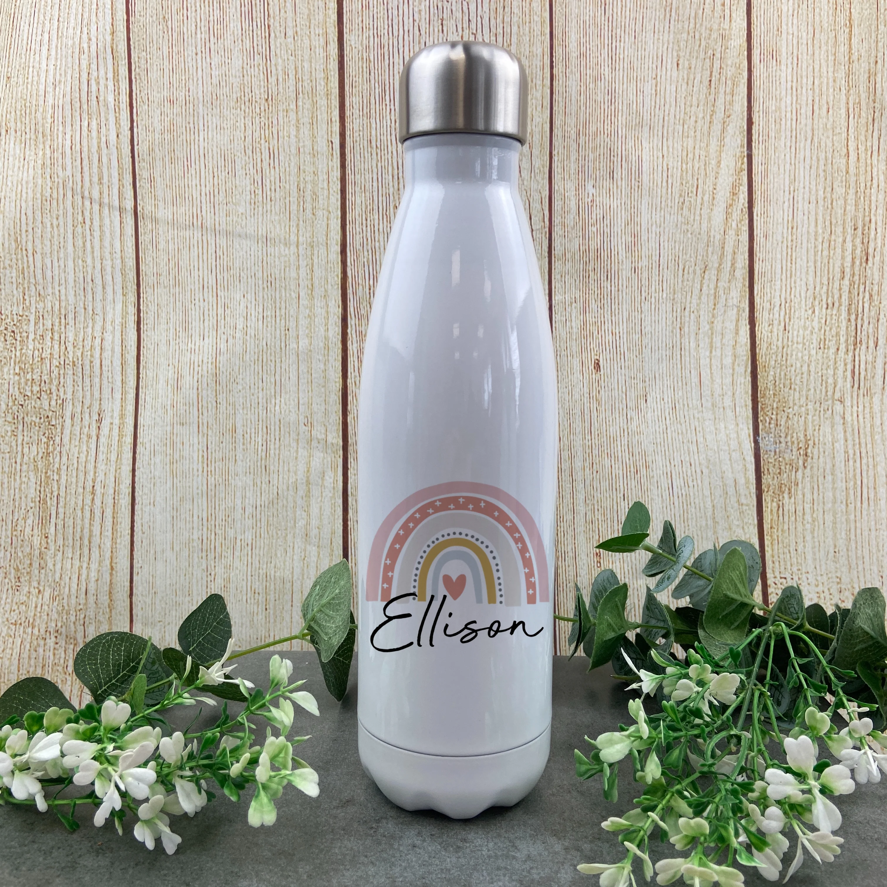 Personalised Water Bottle With Pastel Rainbow - Image 3