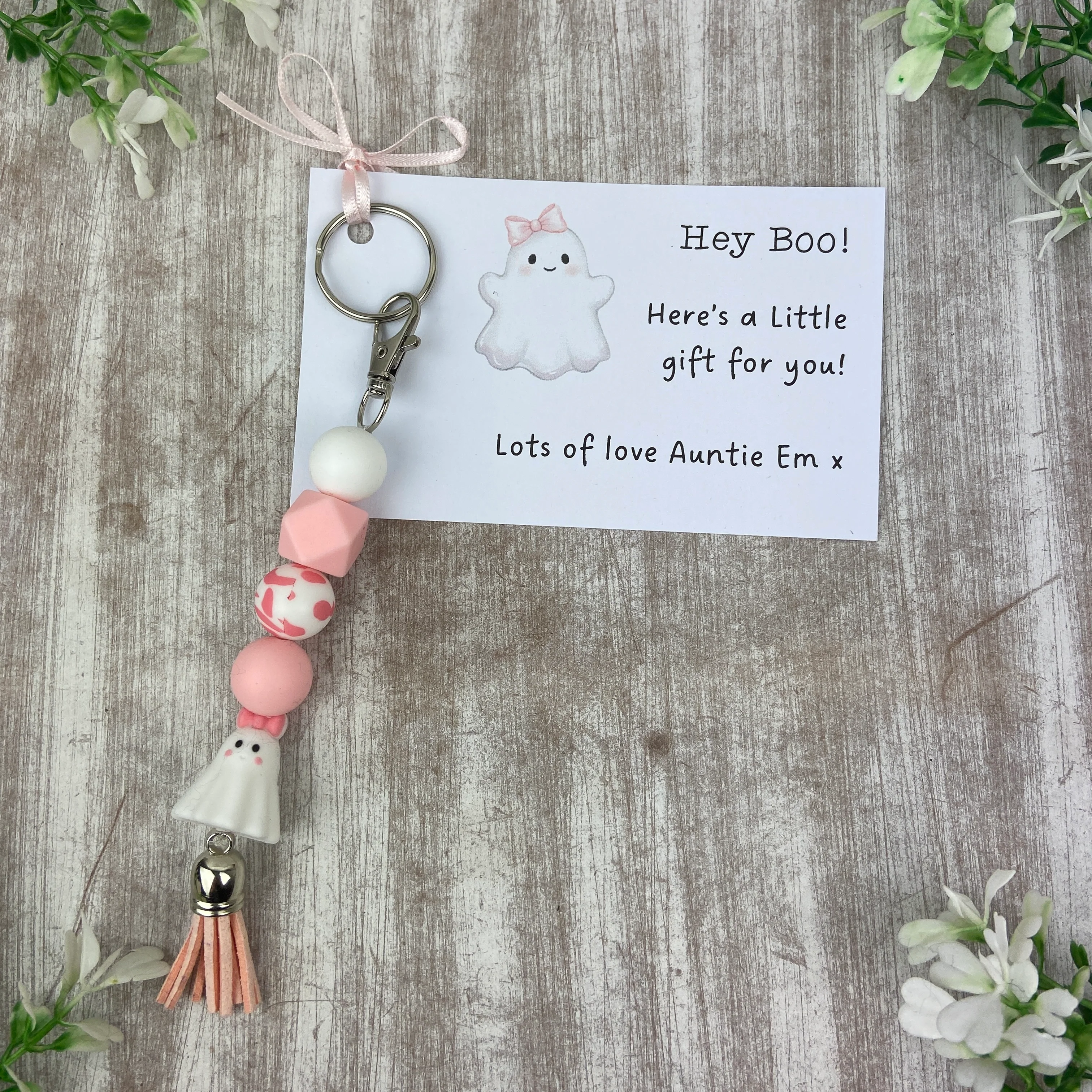 Pink Ghost Keychain