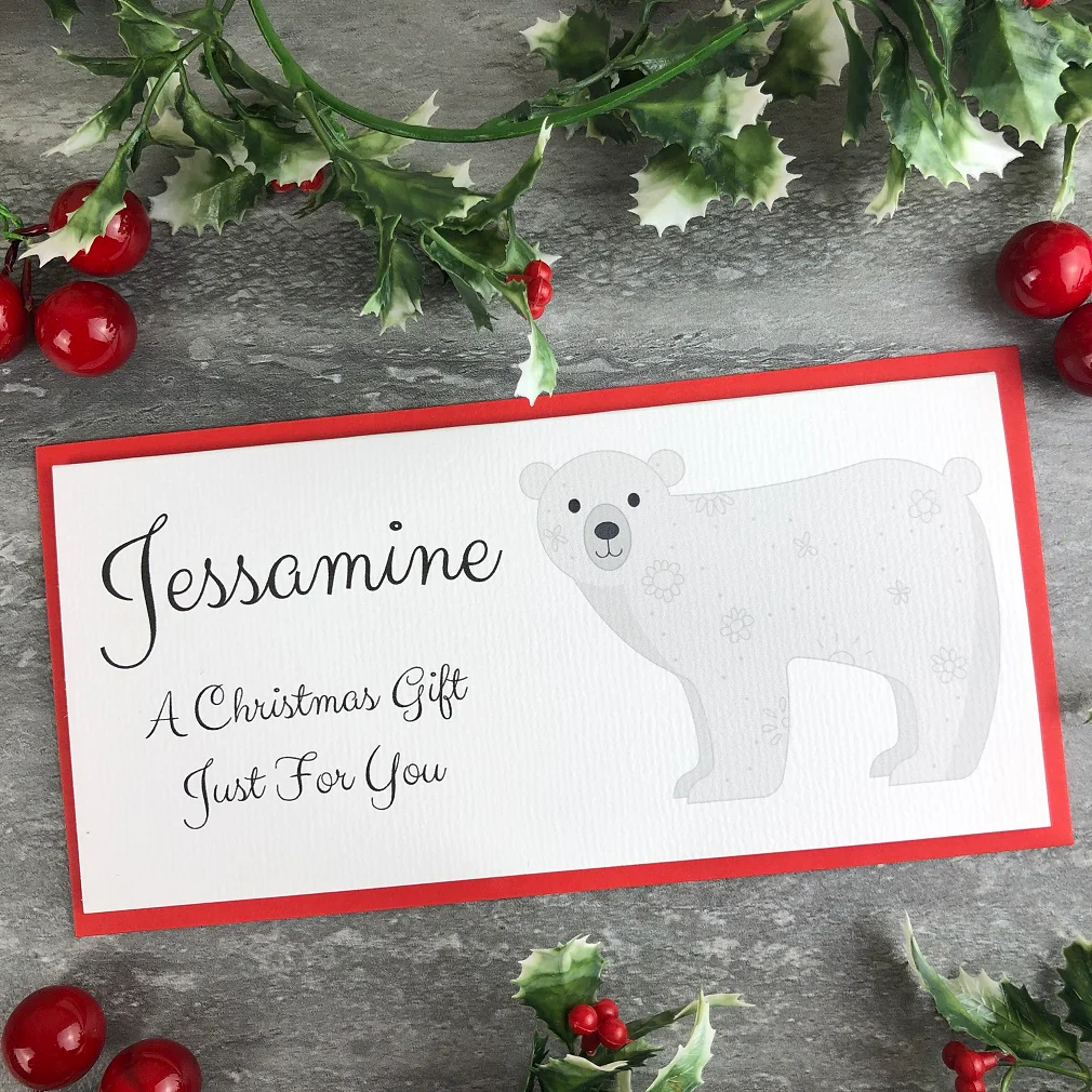 Personalised Christmas Polar Bear Money Wallet, Money Gift Envelope - Image 8
