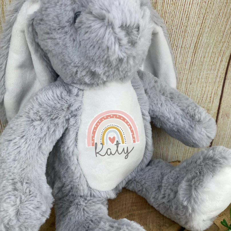 Rainbow Personalised Bunny Rabbit Soft Toy - Image 5