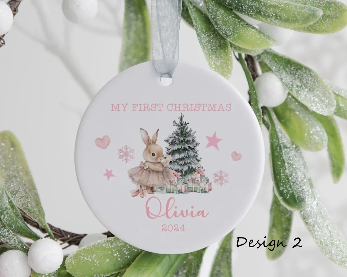 Baby's First Christmas Bauble - Ballerina Bunny - Image 2