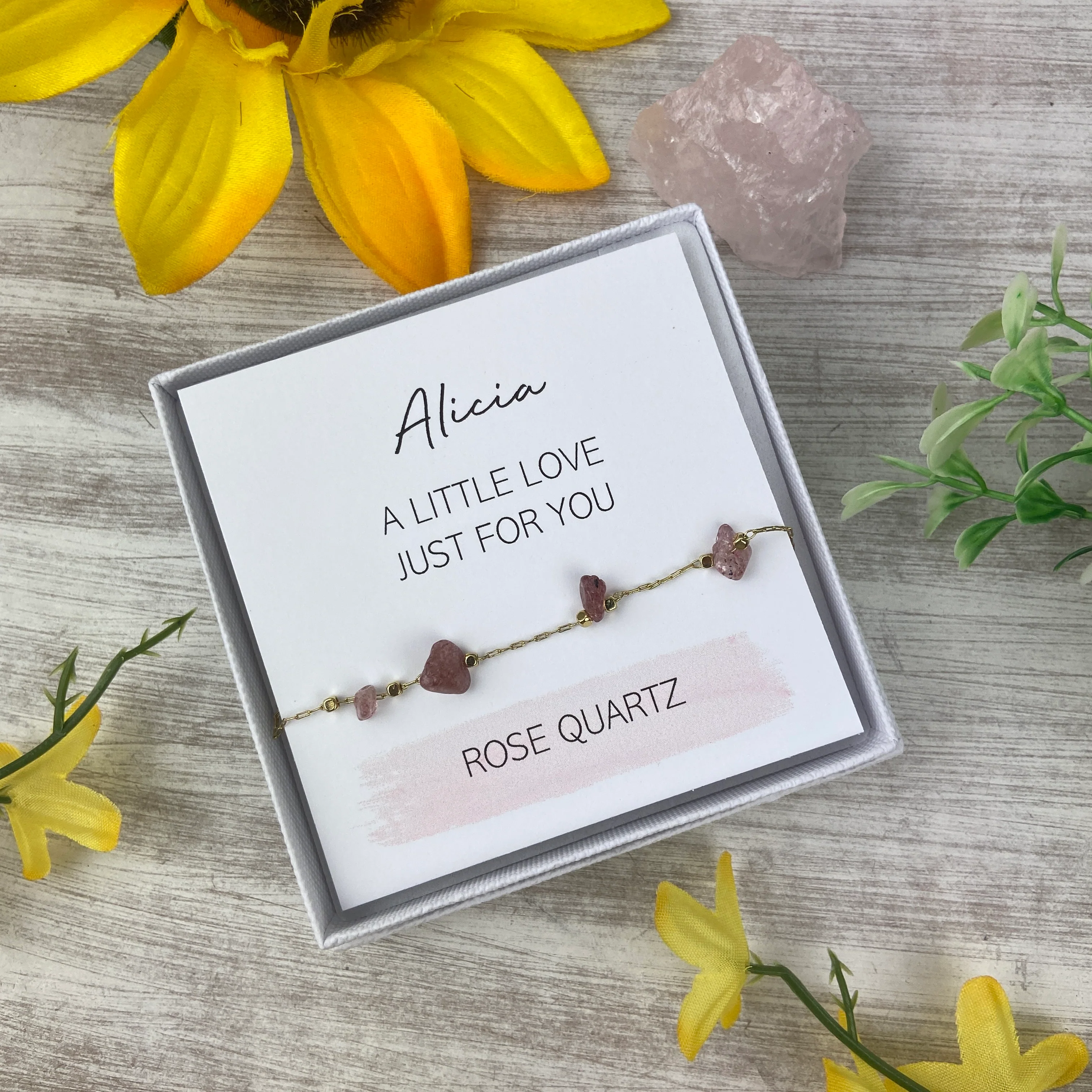 Rose Quartz Crystal Bracelet In Gift Box - Image 2