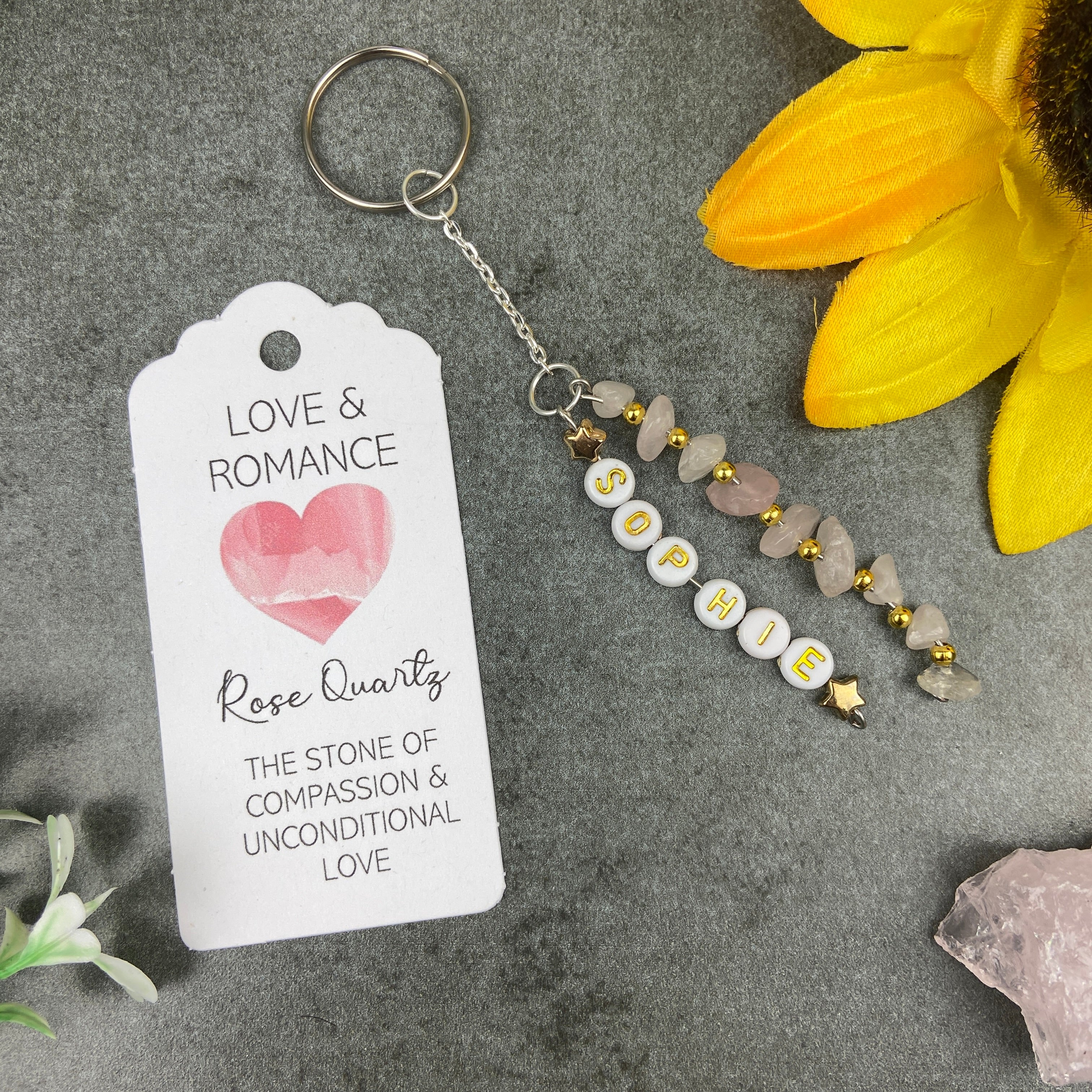 Rose Quartz Personalised Keyring - Image 3