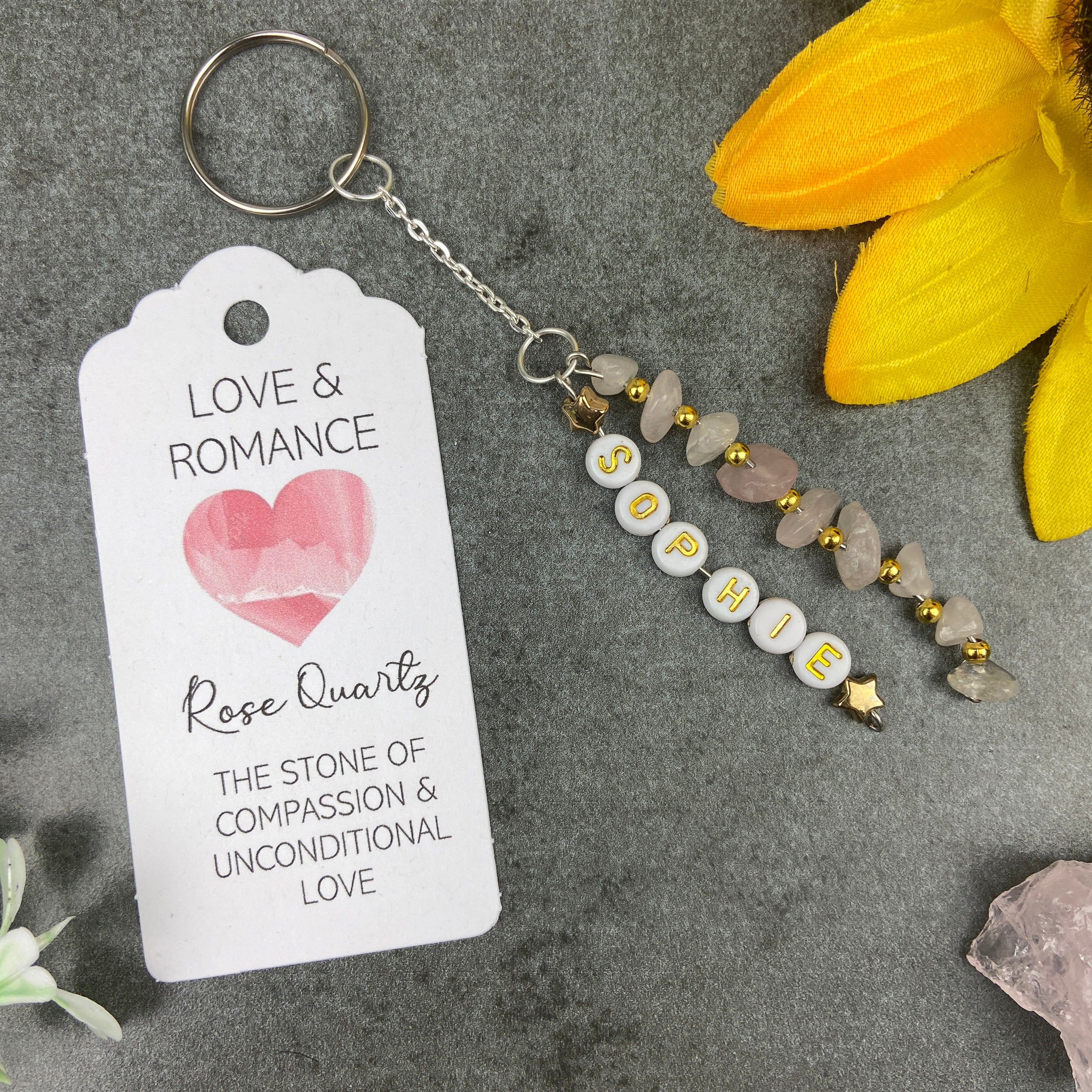 Rose Quartz Personalised Keyring - Image 4