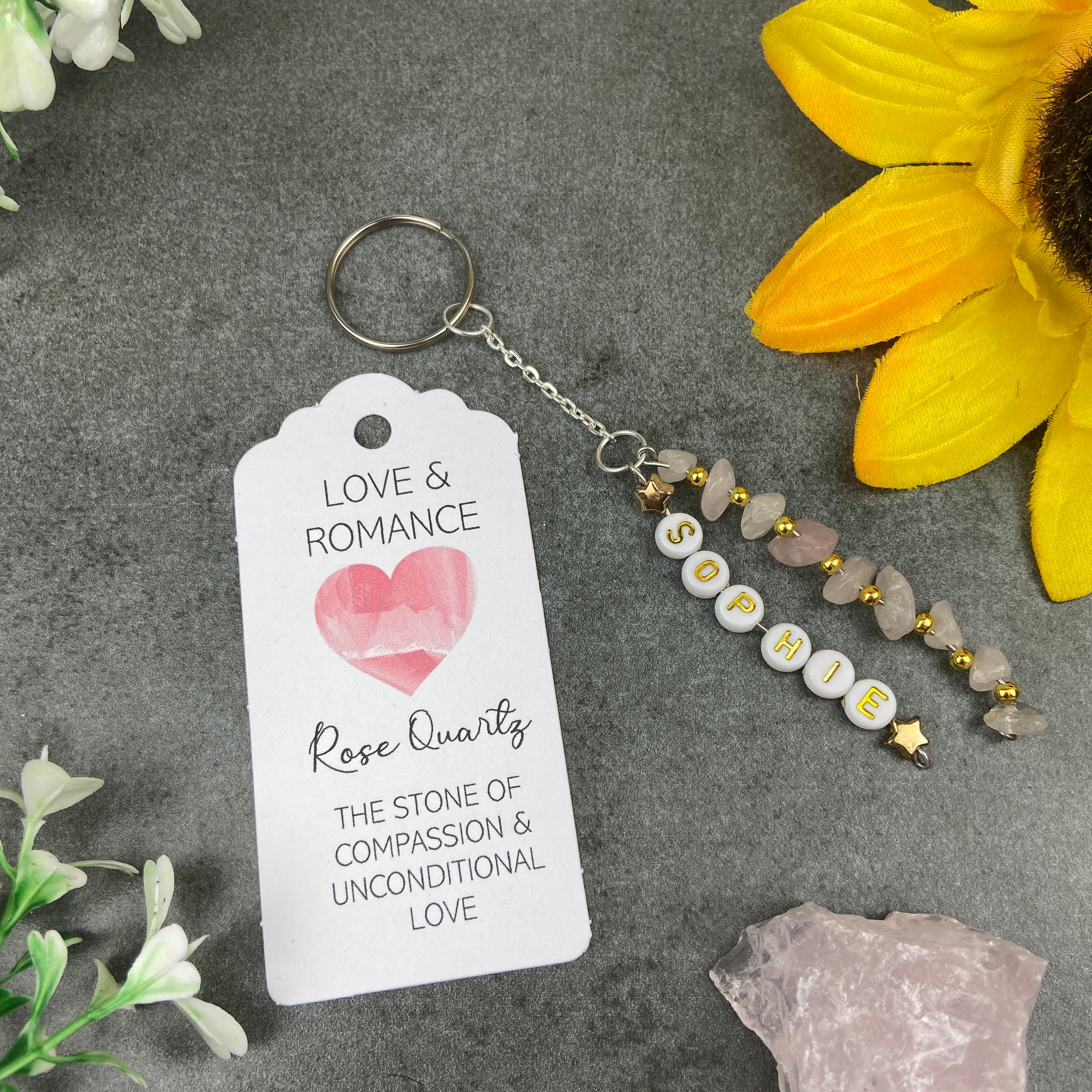 Rose Quartz Personalised Keyring - Image 5