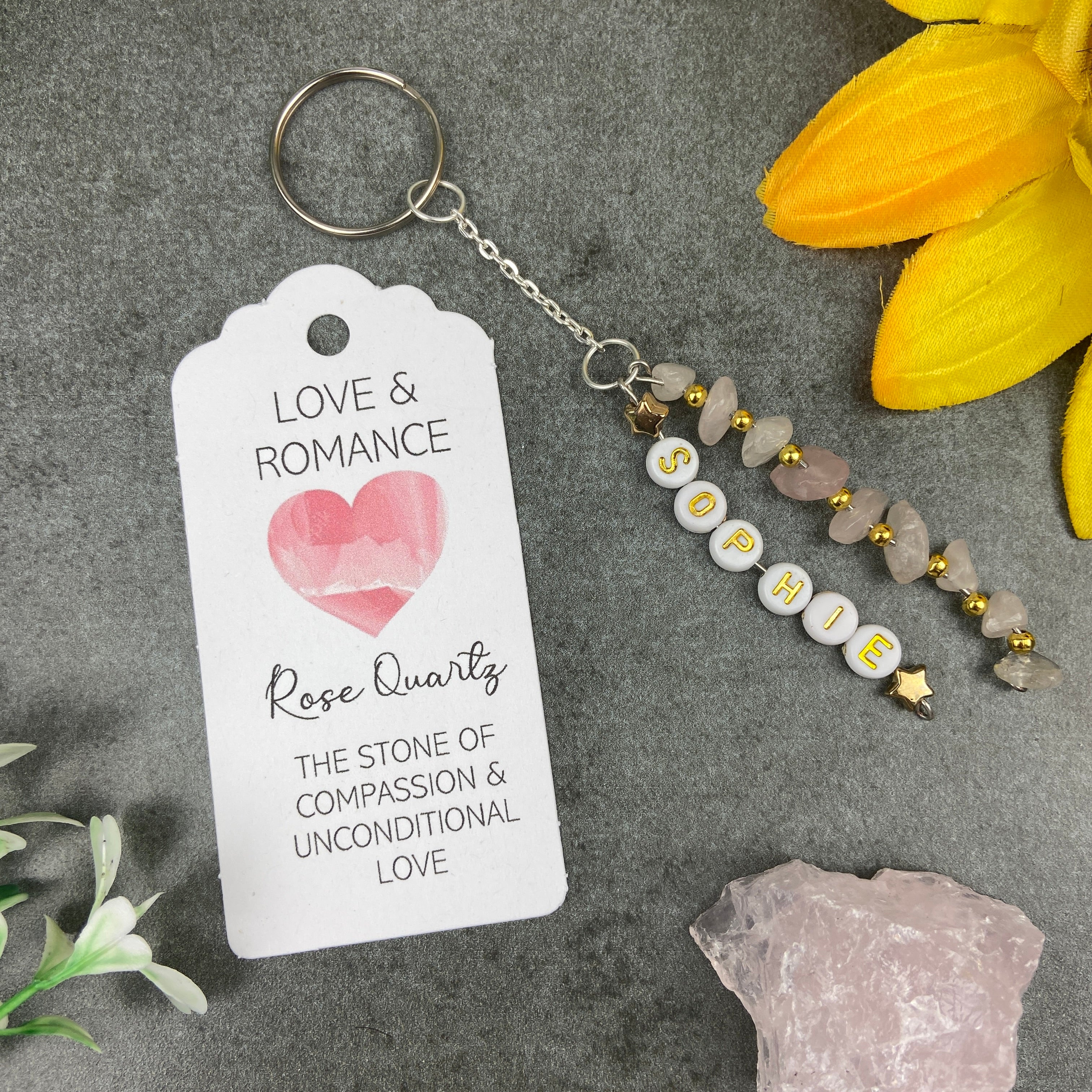 Rose Quartz Personalised Keyring - Image 6