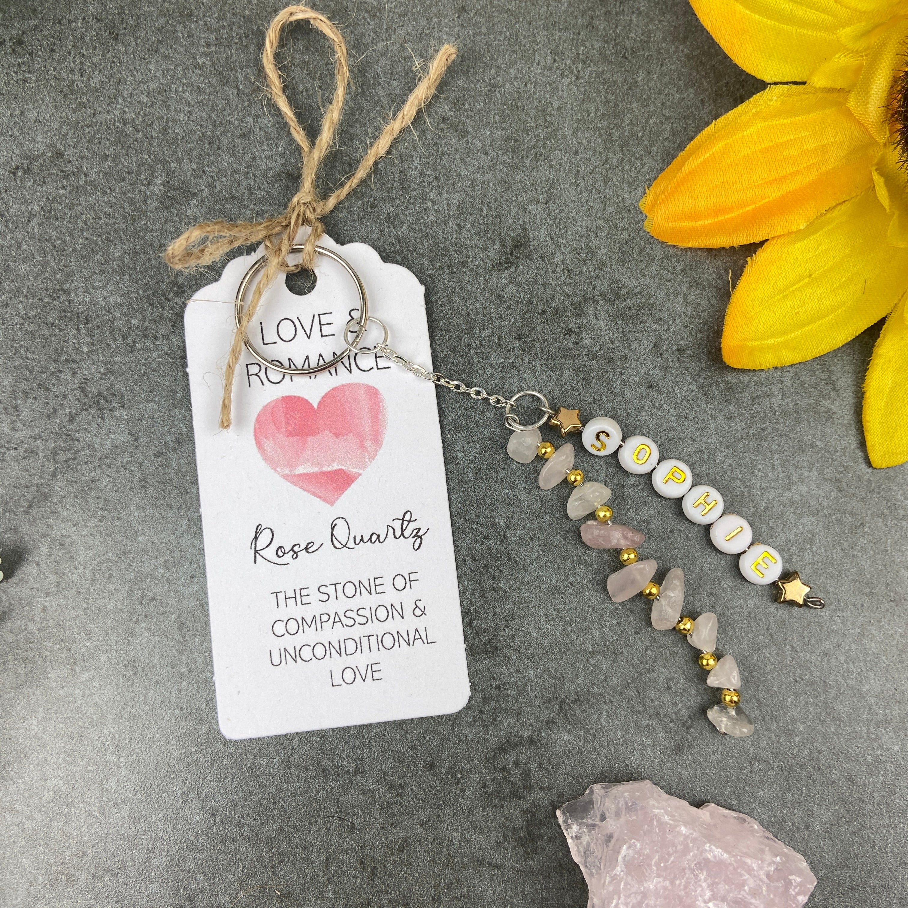 Rose Quartz Personalised Keyring - Image 7