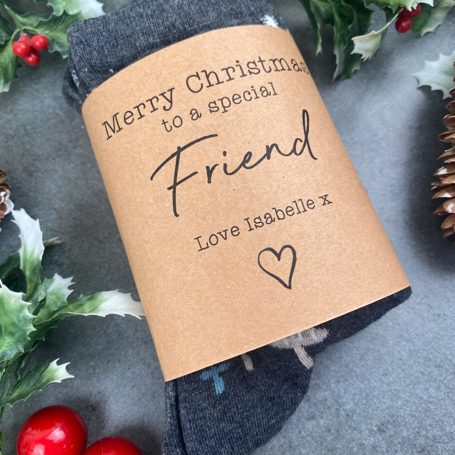 Special Friend Fox Woodland Christmas Socks - Image 6