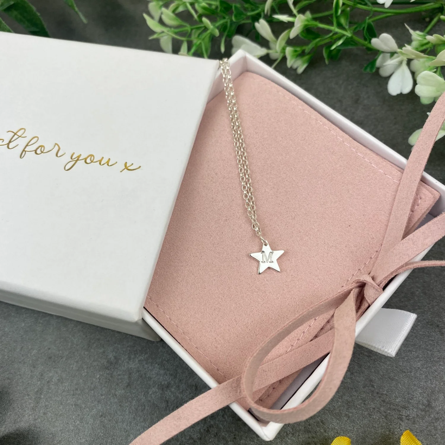 Sterling Silver Star Initial Necklace