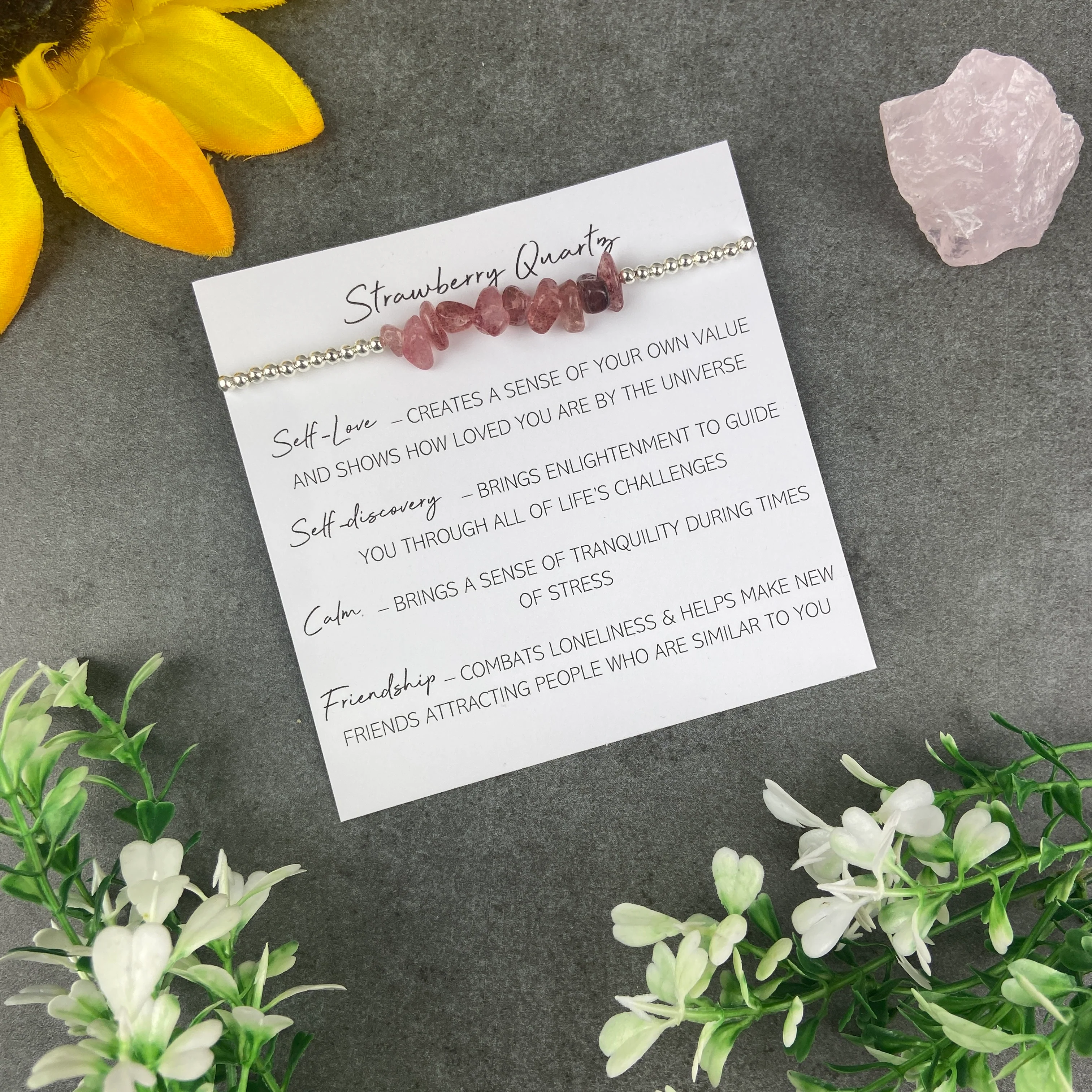 Strawberry Quartz Beaded Bracelet