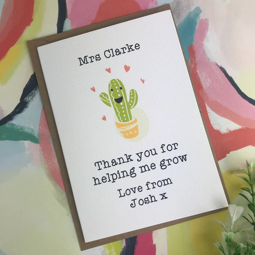 Thank You For Helping me Grow Cactus Card