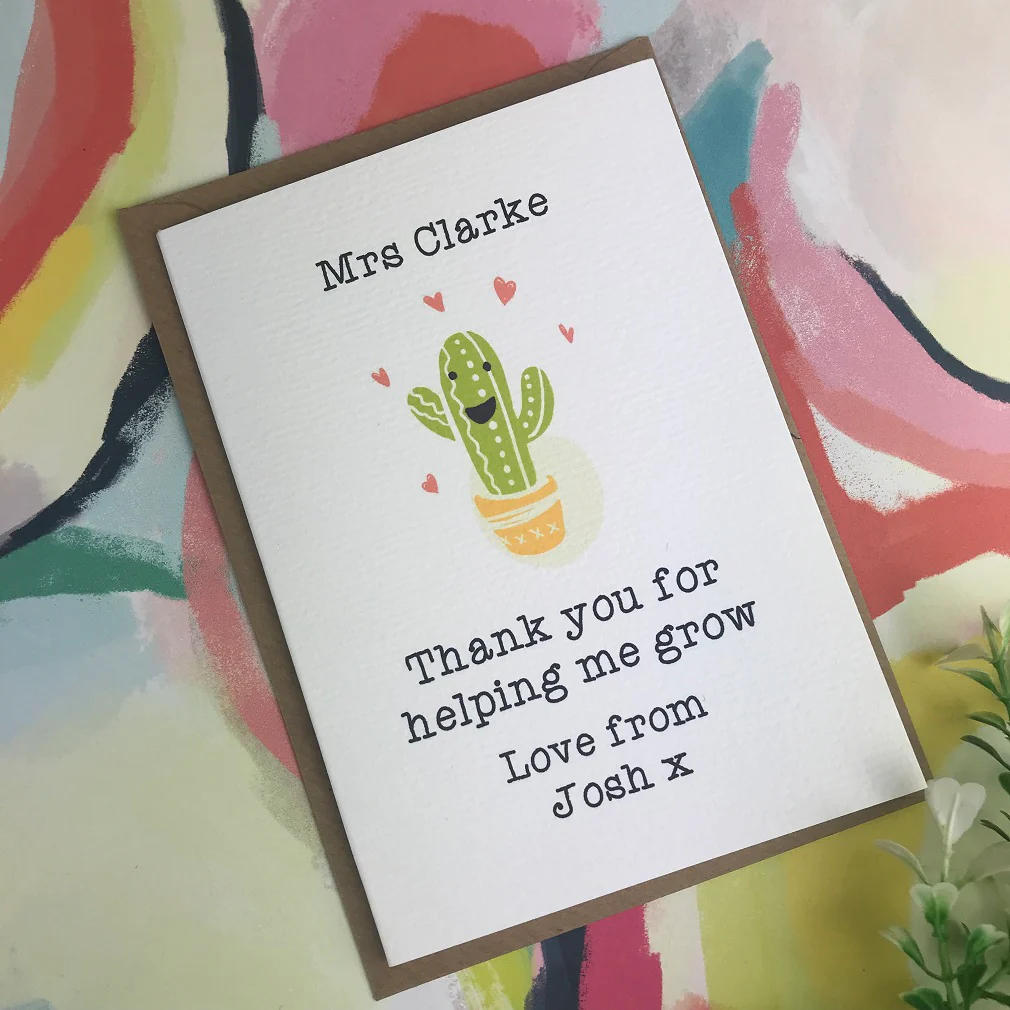 Thank You For Helping me Grow Cactus Card - Image 3