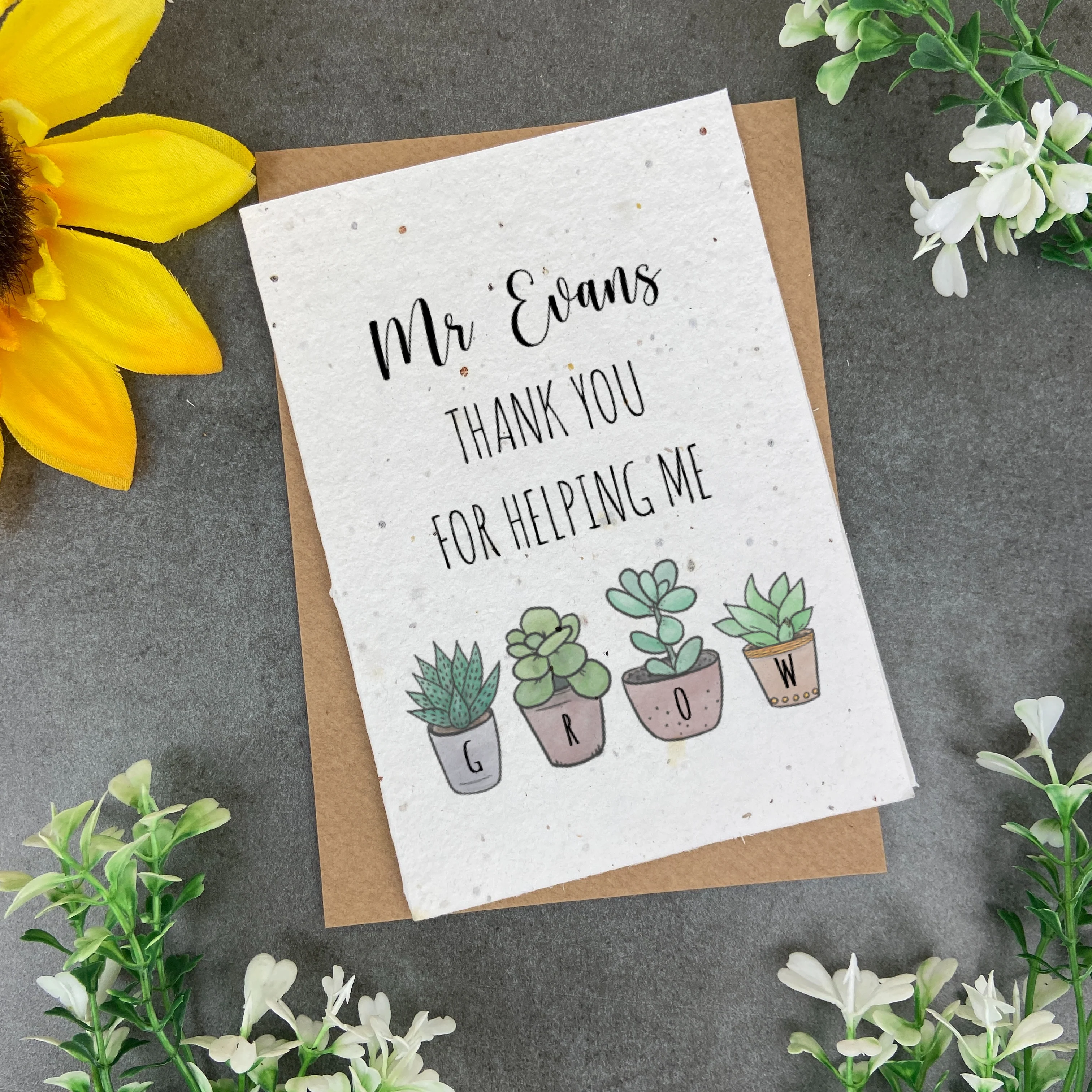 Thank You For Helping Me Grow Card - Plantable Seed Card - Image 2