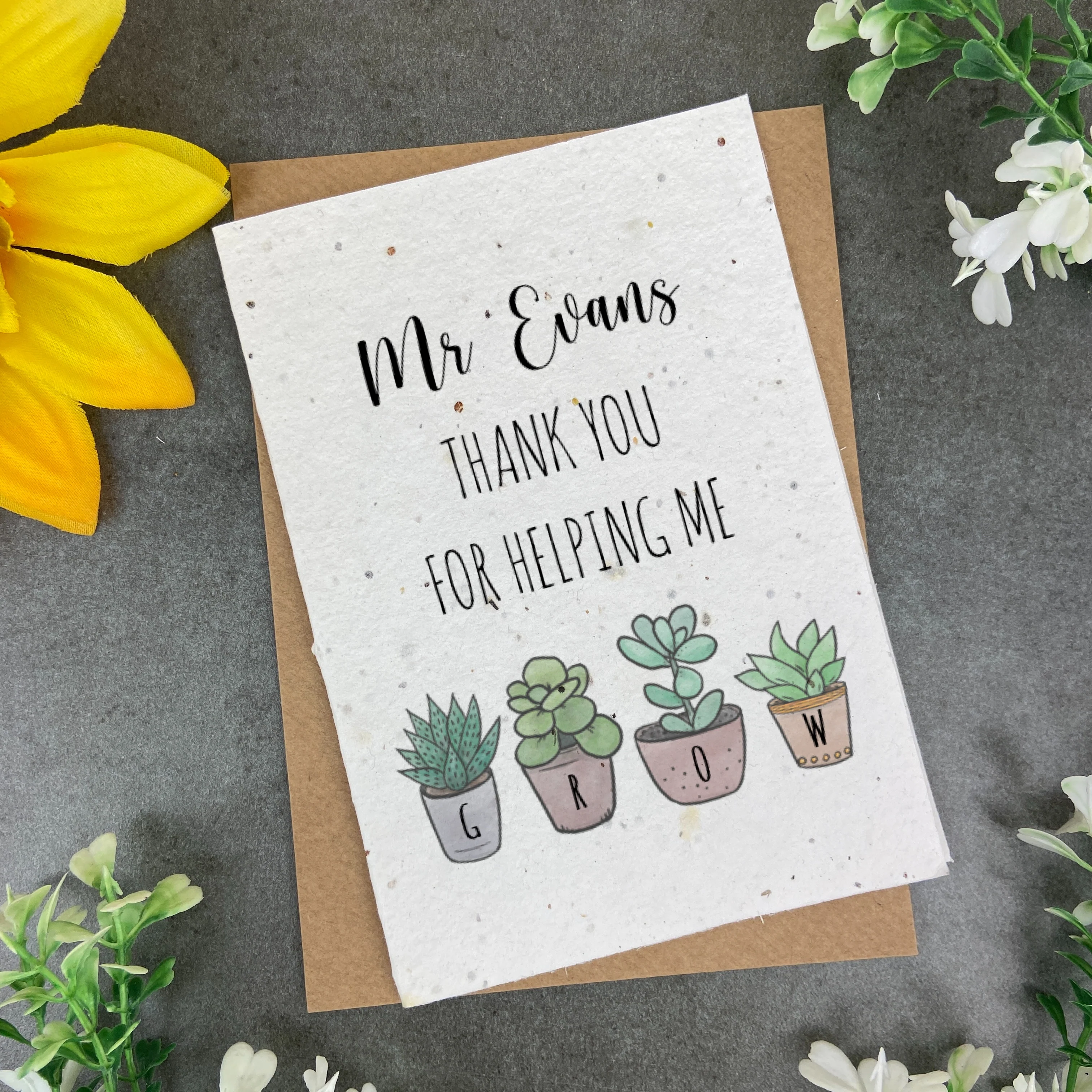 Thank You For Helping Me Grow Card - Plantable Seed Card - Image 3