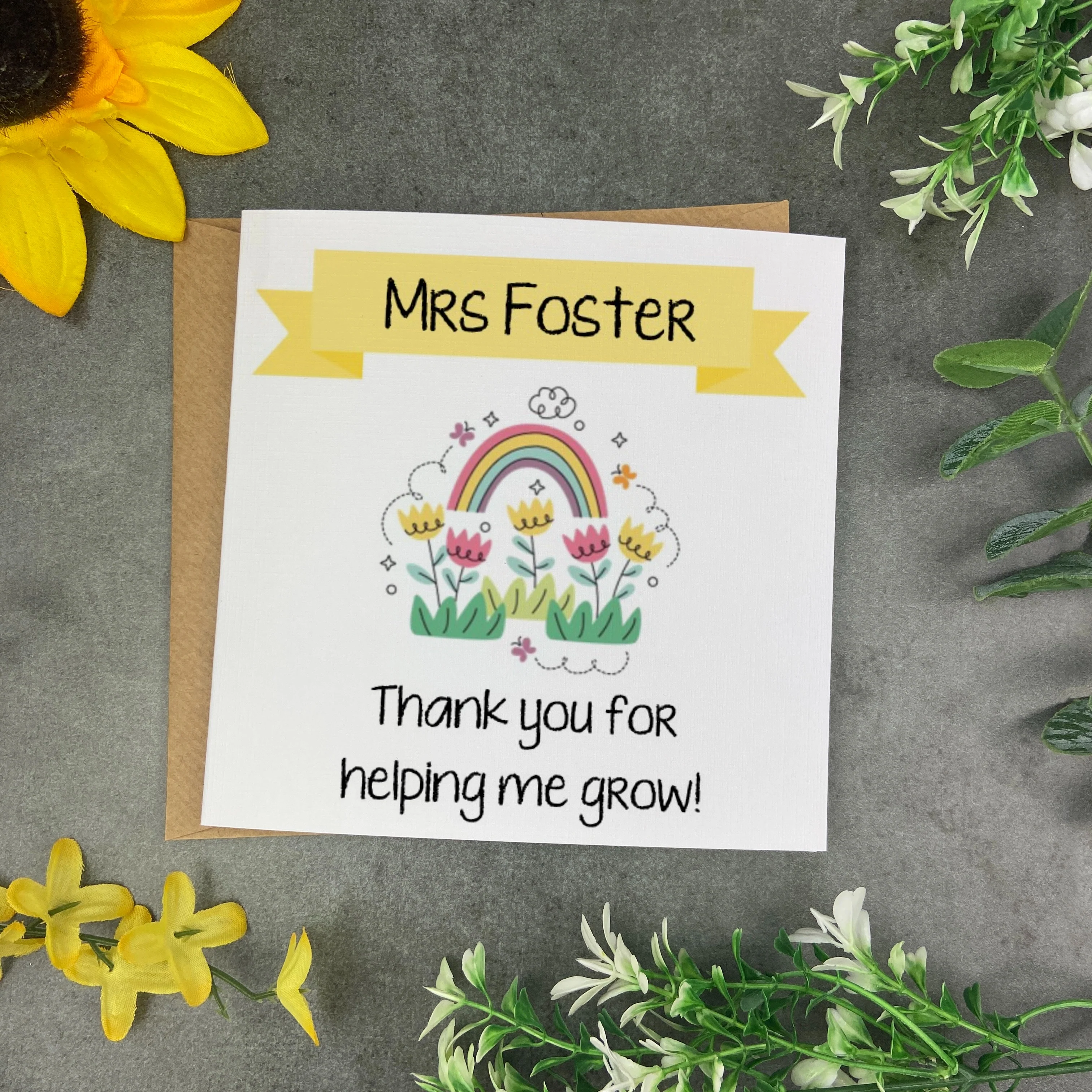 Thank You For Helping Me Grow Teacher Card