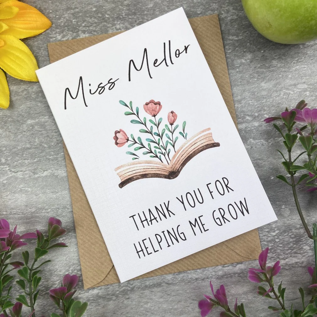 Personalised 'Thank You For Helping me Grow' Teacher Card - Image 2