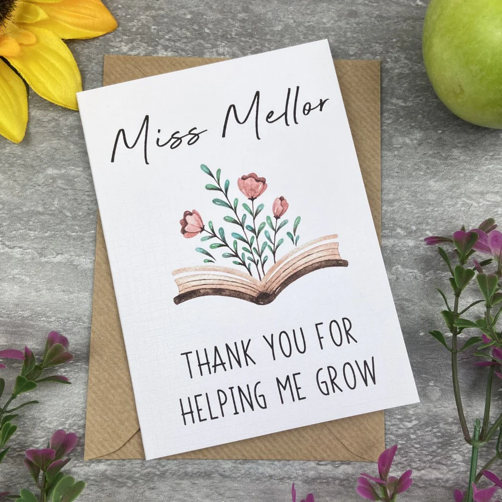 Personalised 'Thank You For Helping me Grow' Teacher Card - Image 4