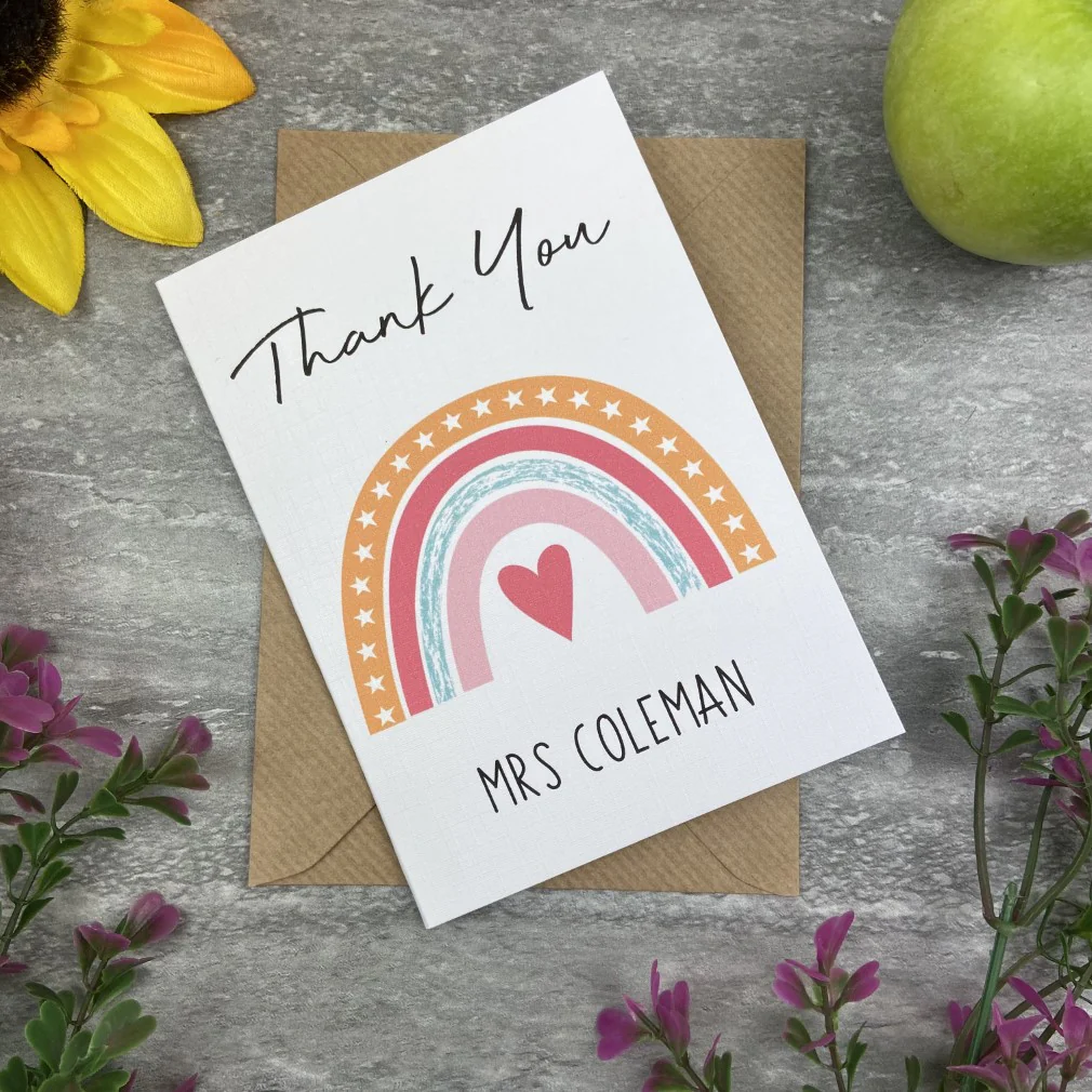 Personalised 'Thank You Teacher' Rainbow and Heart Card - Image 9
