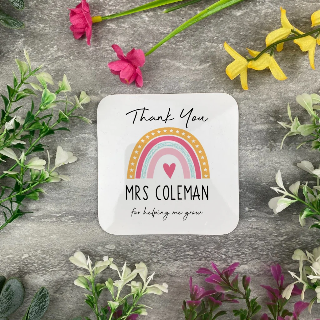 Thank You Teacher Rainbow Mug and Coaster - Image 2