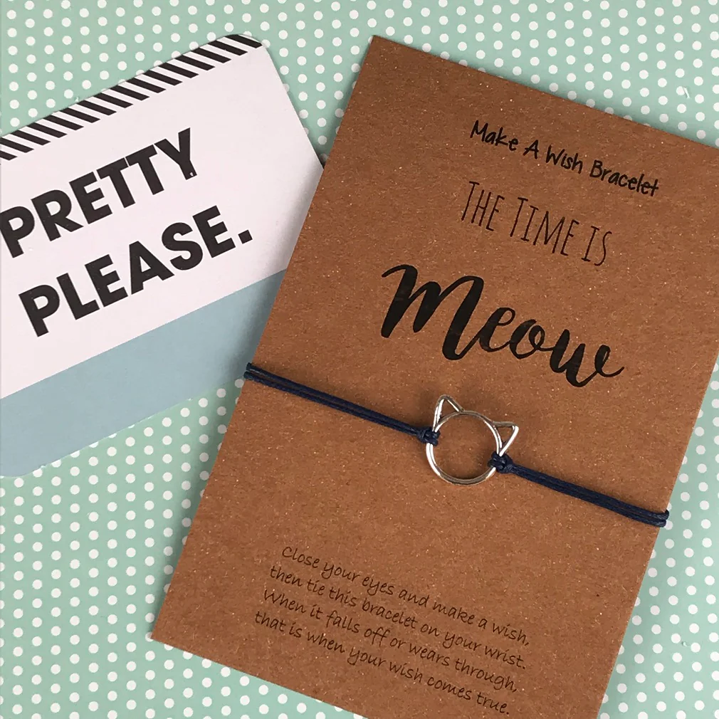The Time is Meow Cat Wish Bracelet