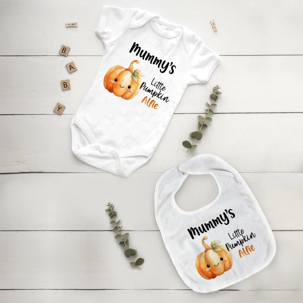 Mummy's Little Pumpkin Baby Vest & Bib - Image 3