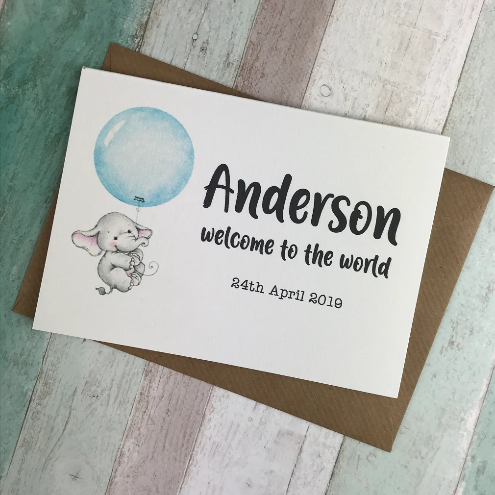 Welcome To The World Baby Boy Card - Personalised - Image 3