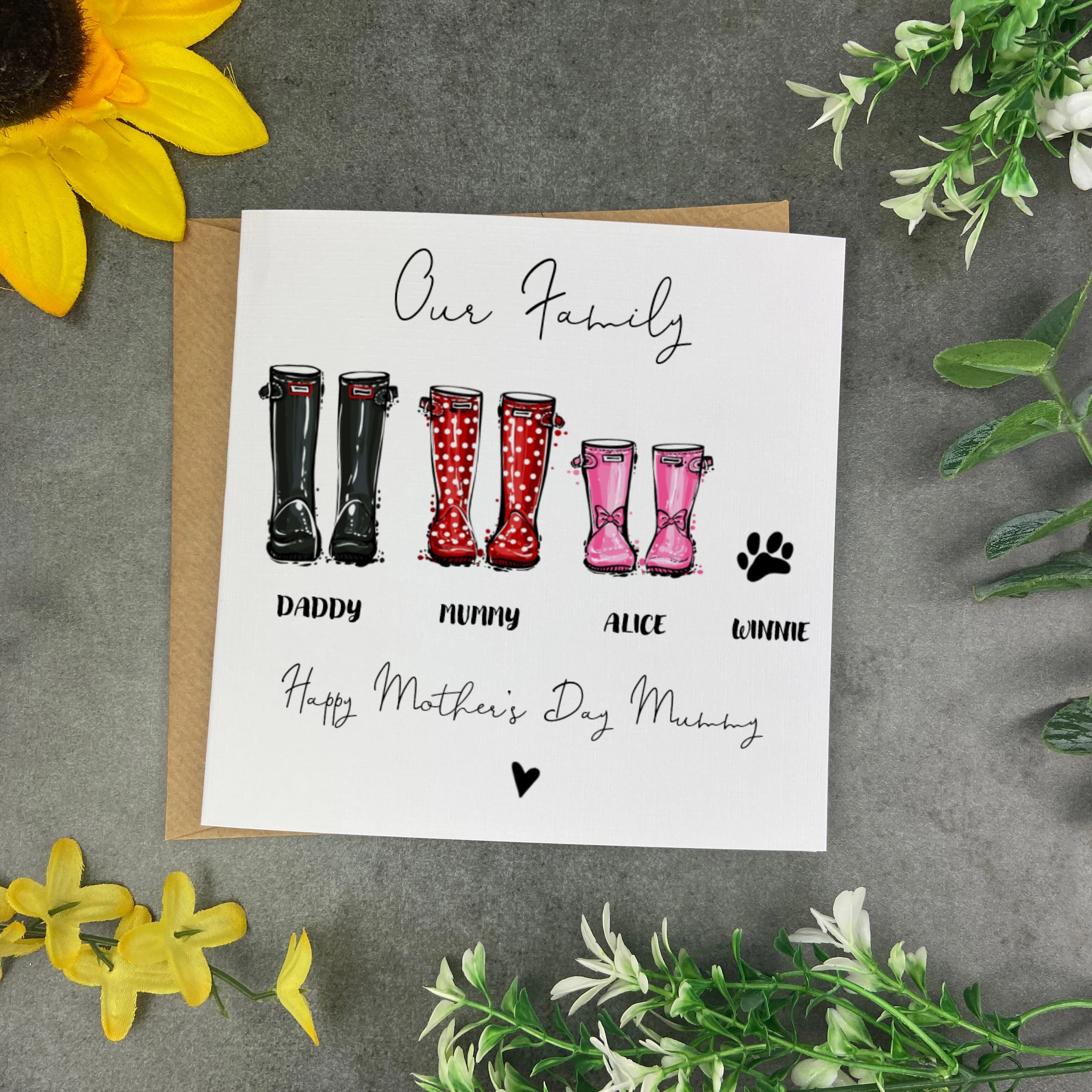 Wellie Family Happy Mothers Day card - Image 4