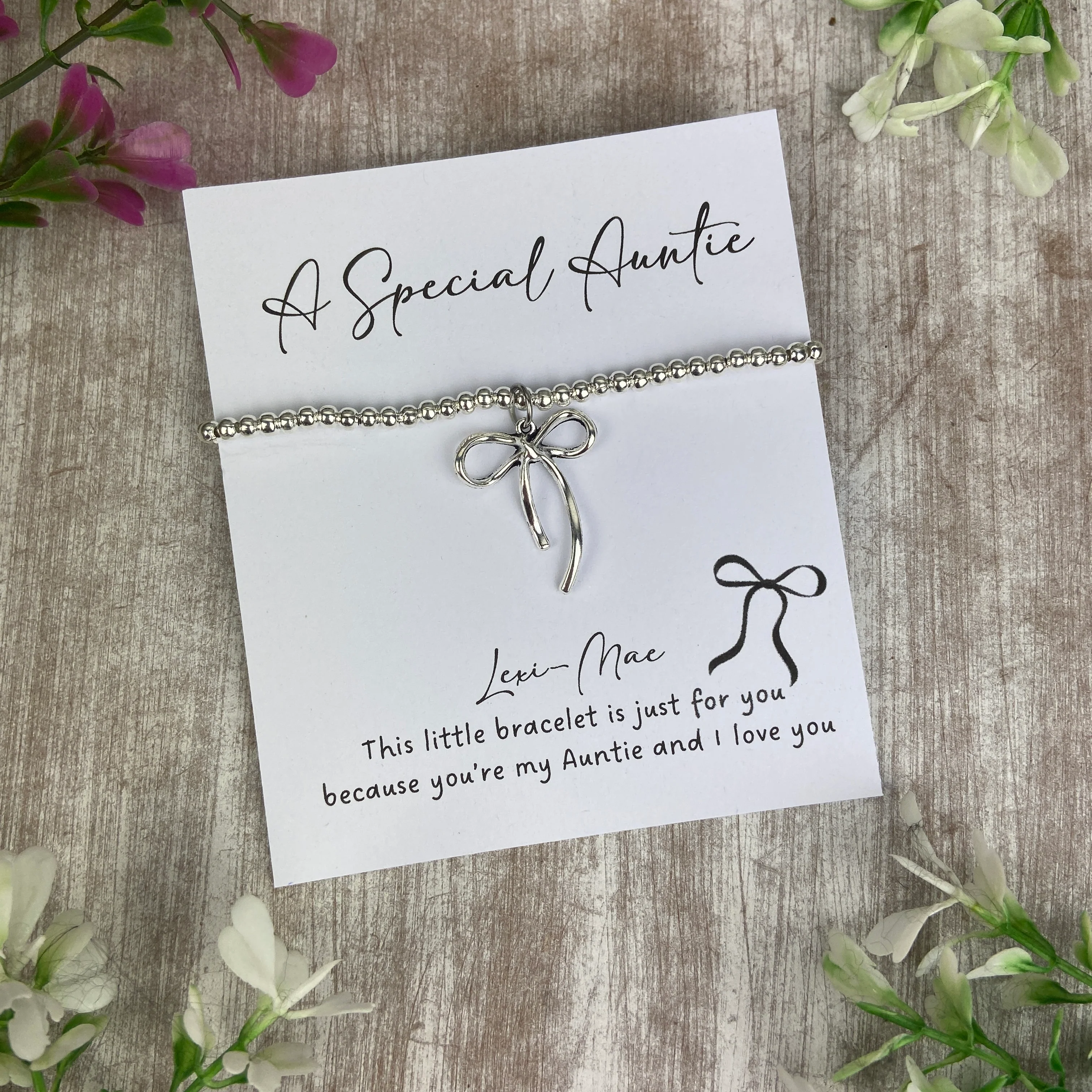 A Special Auntie Bracelet – Whimsical Bow Beaded Bracelet - Image 8
