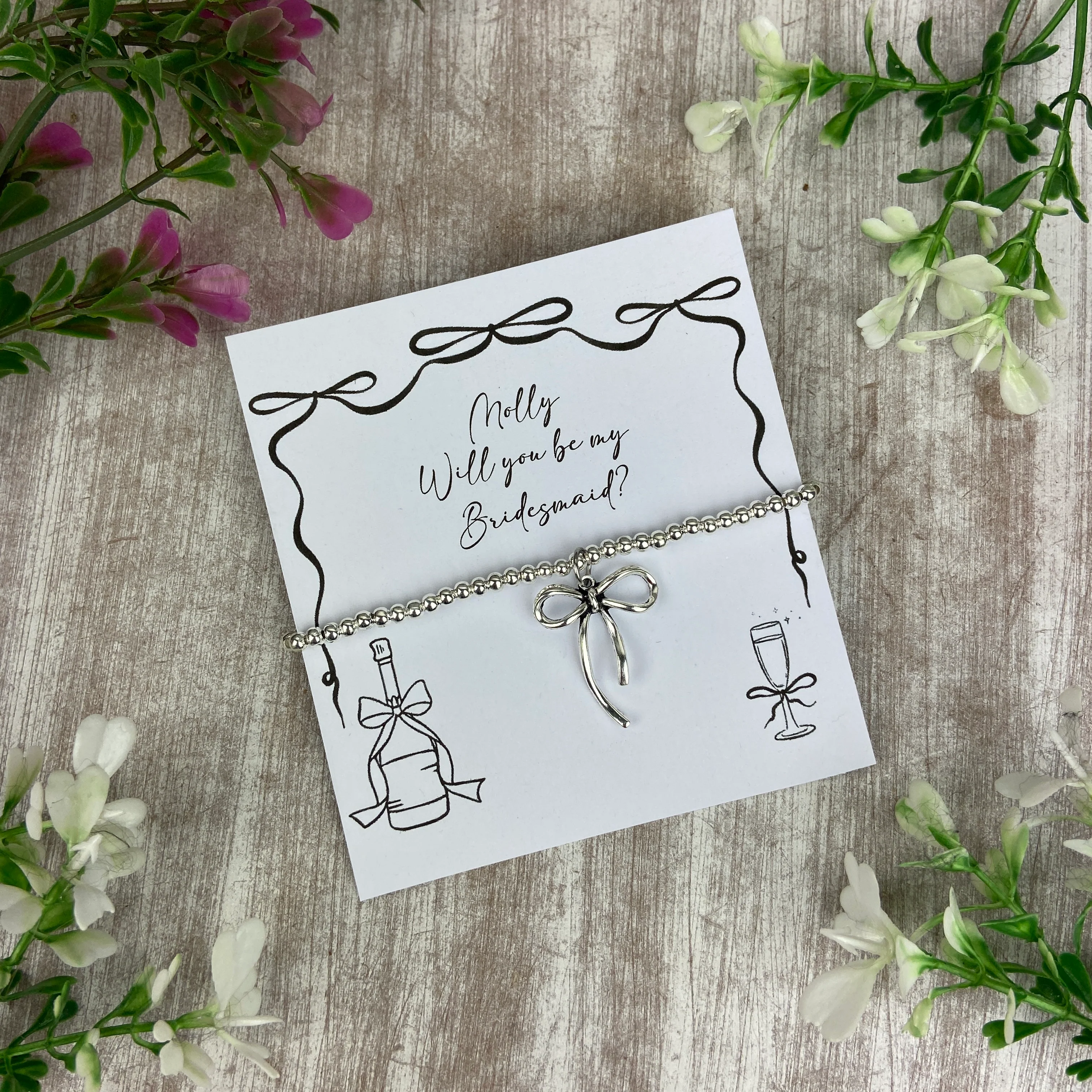 Whimsical Bow Bridesmaid Proposal Bracelet