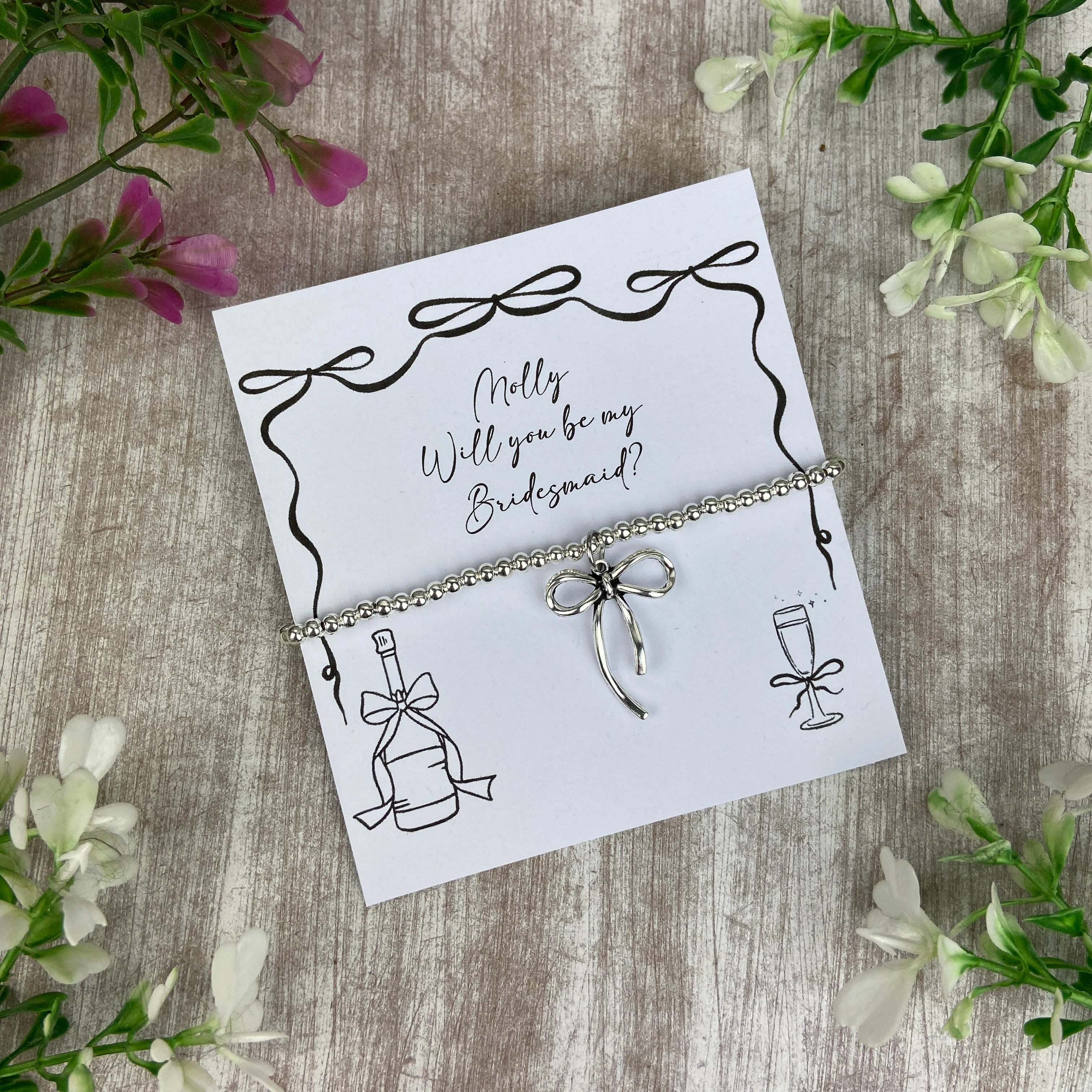 Whimsical Bow Bridesmaid Proposal Bracelet - Image 2