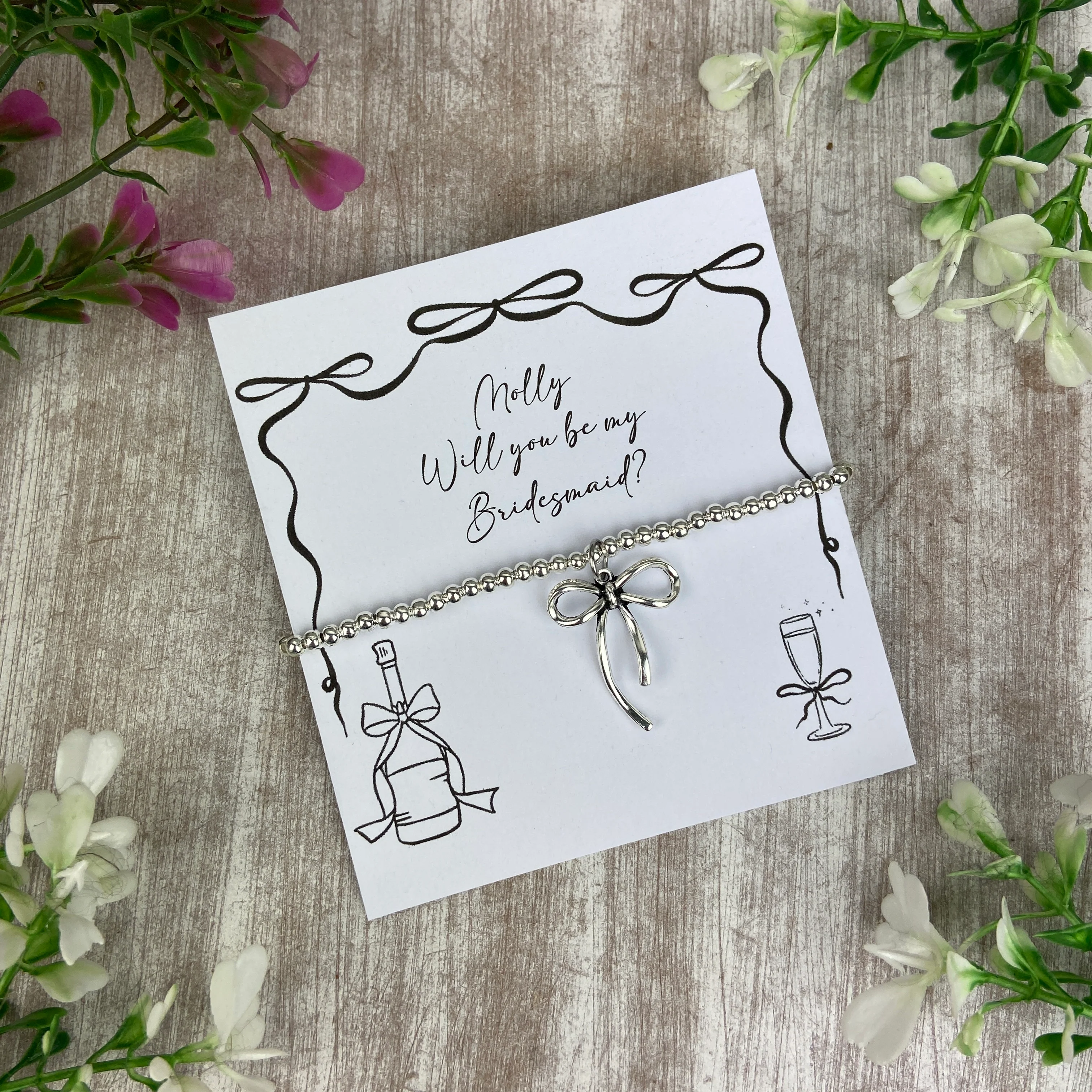 Whimsical Bow Bridesmaid Proposal Bracelet - Image 5