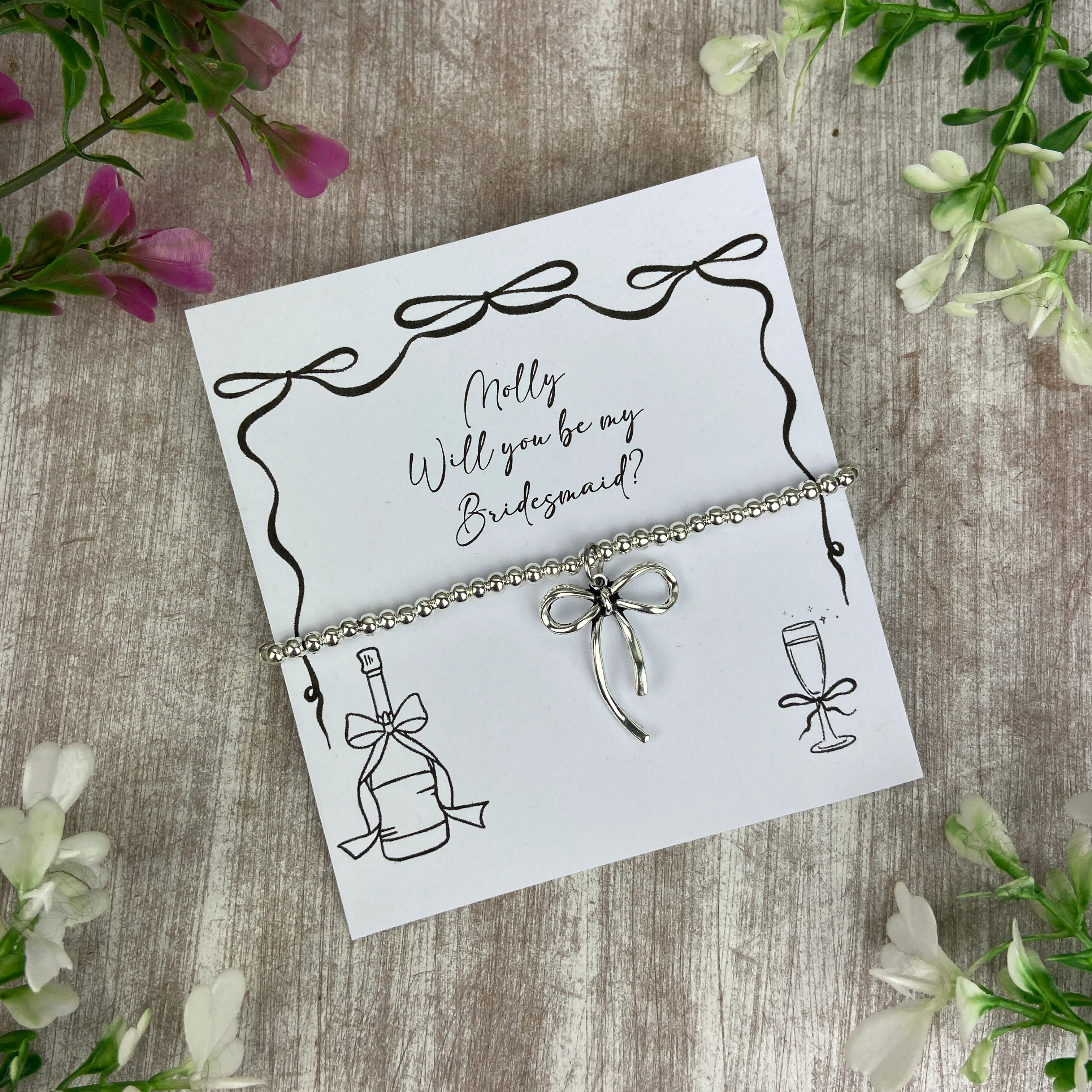 Whimsical Bow Bridesmaid Proposal Bracelet - Image 6