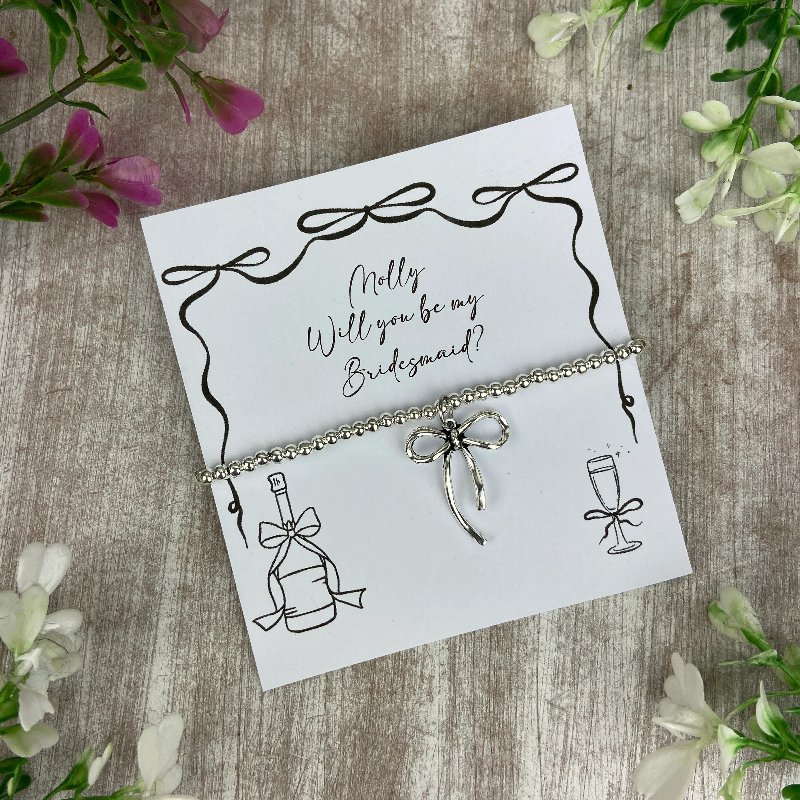 Whimsical Bow Bridesmaid Proposal Bracelet - Image 7