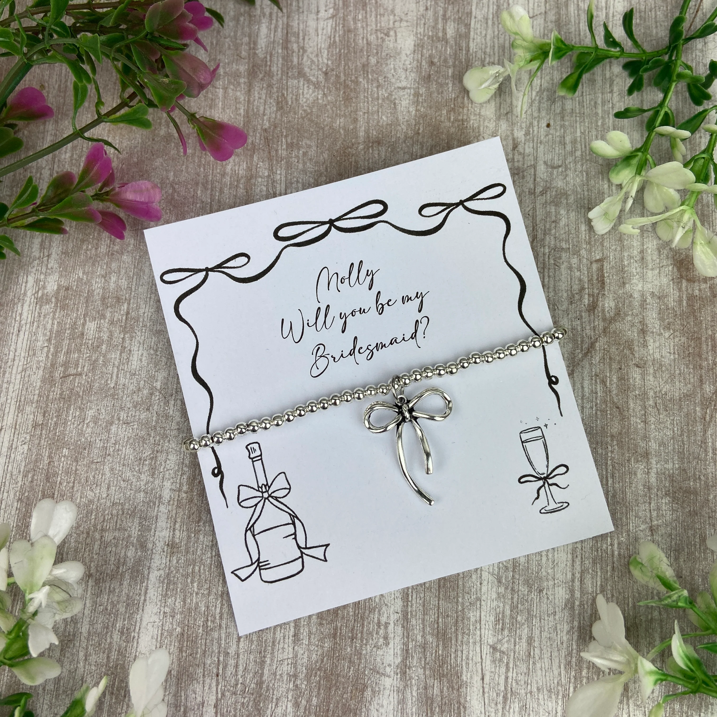 Whimsical Bow Bridesmaid Proposal Bracelet - Image 8